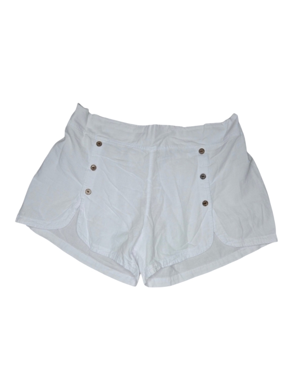 BLANCO Womens White Cotton Button Detail Beach Swim Cover Up Shorts Size XXL